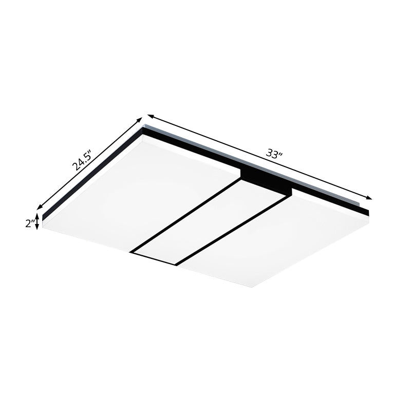 Rectangular Acrylic Ceiling Flush Mount In Warm/White Light - Minimalist Design 19’/23.5’/33’ Wide