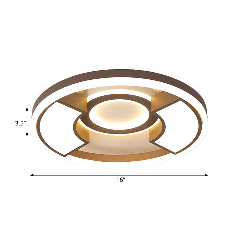 Contemporary Round Flush Mount Led Ceiling Light Fixture - 16’/19.5’ Diameter Warm/White For Bedroom