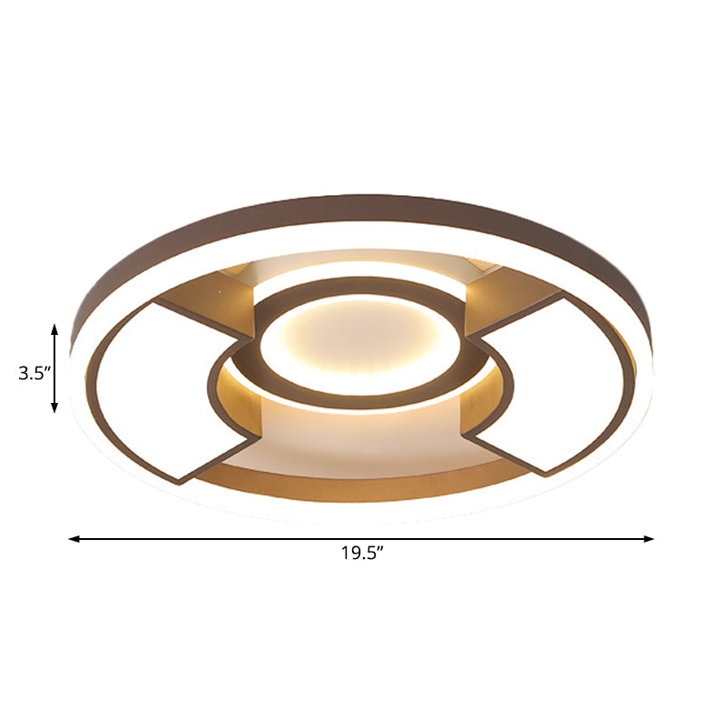 Contemporary Round Flush Mount Led Ceiling Light Fixture - 16’/19.5’ Diameter Warm/White For Bedroom