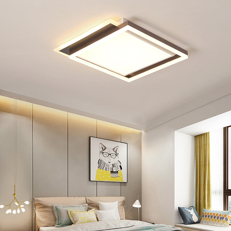 Modern Acrylic Brown Led Flush Light For Bedroom Ceiling - 16’/19.5’/35.5’ Width In