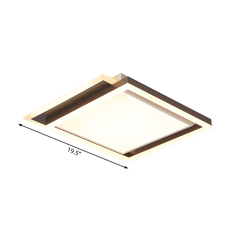 Modern Acrylic Brown Led Flush Light For Bedroom Ceiling - 16’/19.5’/35.5’ Width In Warm/White