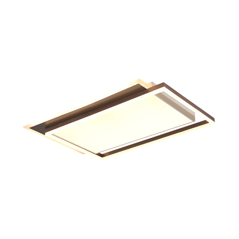 Modern Acrylic Brown Led Flush Light For Bedroom Ceiling - 16’/19.5’/35.5’ Width In Warm/White