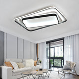 Simple Black Flush Mount Acrylic Ceiling Light For Bedroom - Rectangular/Square 19.5/35.5 Wide