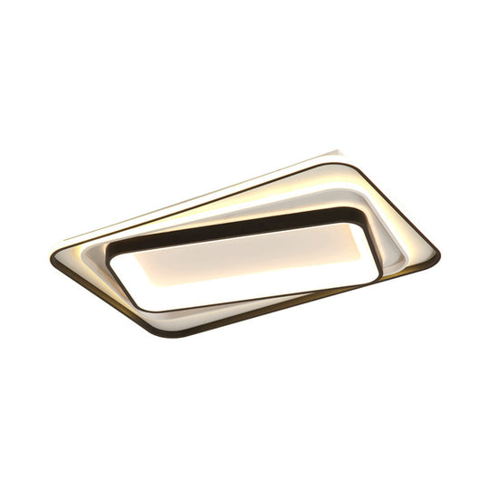 Simple Black Flush Mount Acrylic Ceiling Light For Bedroom - Rectangular/Square 19.5’/35.5’