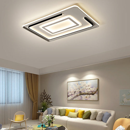 Modern Acrylic Rectangular Led Ceiling Lamp For Living Room - Warm/White Light 18/21.5/35.5 Wide