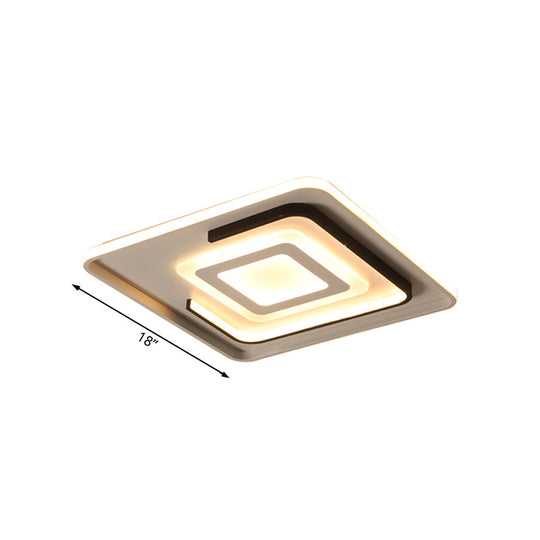 Modern Acrylic Rectangular Led Ceiling Lamp For Living Room - Warm/White Light 18’/21.5’/35.5’ Wide