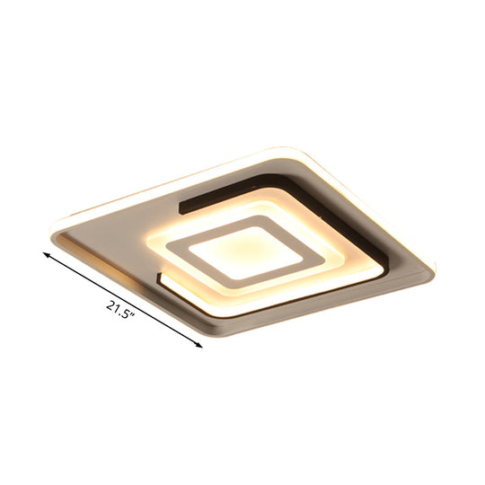 Modern Acrylic Rectangular Led Ceiling Lamp For Living Room - Warm/White Light 18’/21.5’/35.5’ Wide