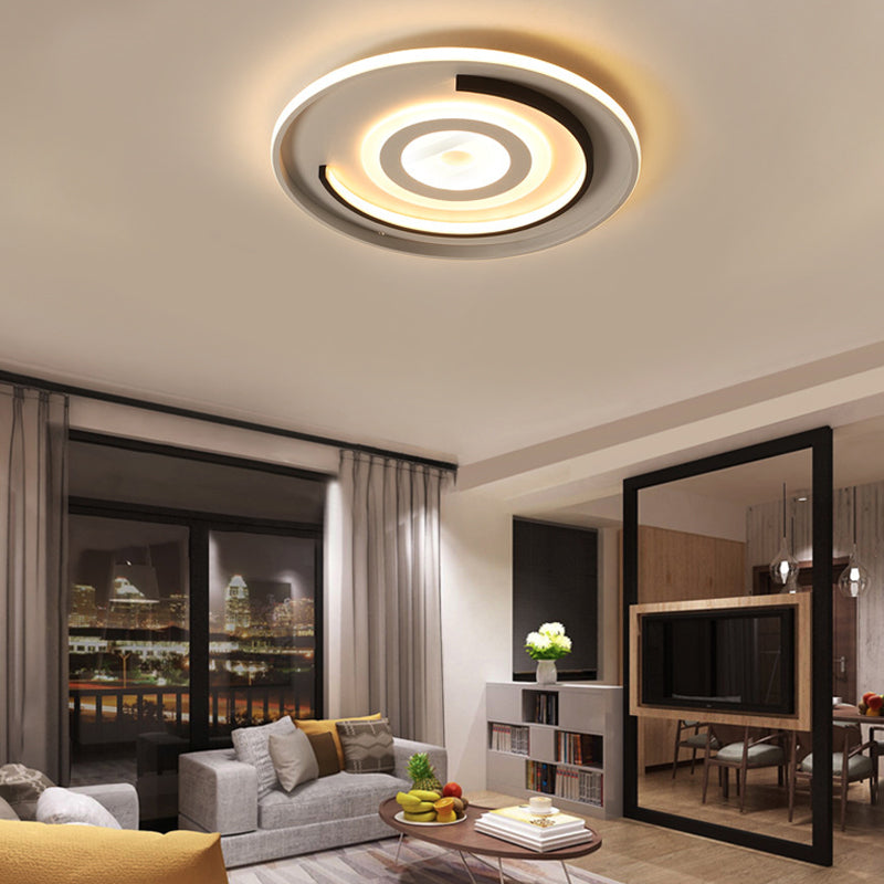 Round Led Acrylic Flush Mount Ceiling Lamp - 18’/21.5’ Diameter Warm/White Light Contemporary