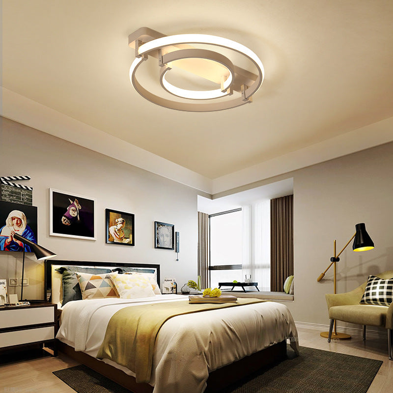 Sleek Acrylic Led Bedroom Ceiling Lamp In Warm/White Light - Black/White Flush Mount Various Sizes