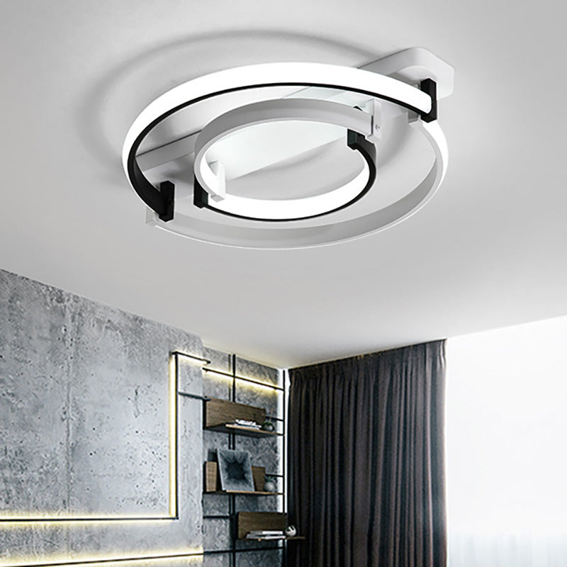 Sleek Acrylic Led Bedroom Ceiling Lamp In Warm/White Light - Black/White Flush Mount Various Sizes