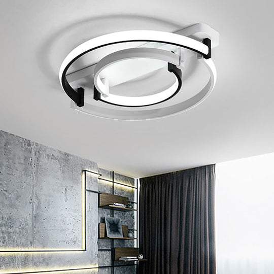 Sleek Acrylic Led Bedroom Ceiling Lamp In Warm/White Light - Black/White Flush Mount Various Sizes