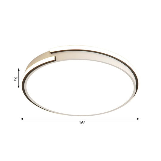 Led Round Bedroom Flushmount Light - Minimalist Acrylic Ceiling Fixture In Warm/White (16/19.5 Dia)