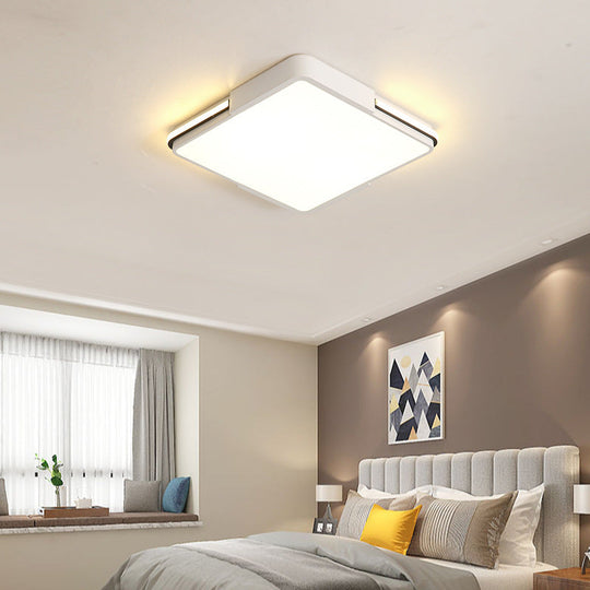 Simple White Led Flush Mount Light For Bedroom Ceiling - 16’/19.5’/35.5’ Wide