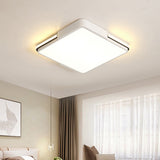 Simple White Led Flush Mount Light For Bedroom Ceiling - 16/19.5/35.5 Wide Square/Rectangular Shape
