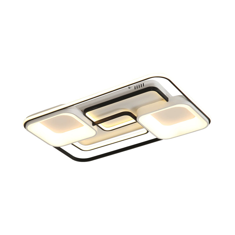 Modern Led Flush Ceiling Light In White Acrylic - Round/Square/Rectangular Shape Warm/White Mounted