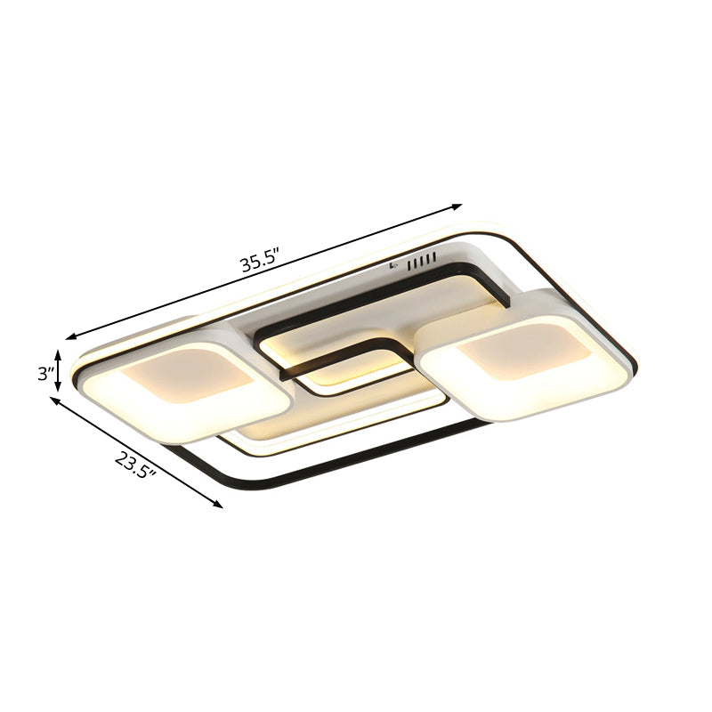 Modern Led Flush Ceiling Light In White Acrylic - Round/Square/Rectangular Shape Warm/White Mounted