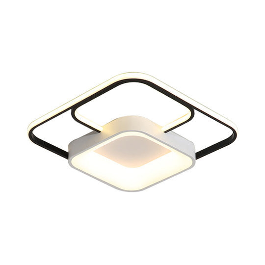 Modern Led Flush Ceiling Light In White Acrylic - Round/Square/Rectangular Shape Warm/White Mounted