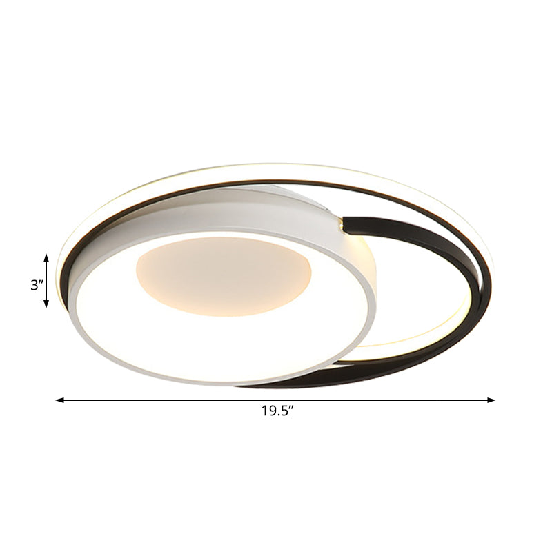 Modern Led Flush Ceiling Light In White Acrylic - Round/Square/Rectangular Shape Warm/White Mounted