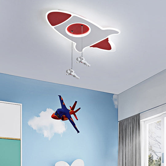 Stylish Rocket Ceiling Led Lamp - Cartoon Design 14/16.5 W Flush Mount Warm/White Light Red / 14
