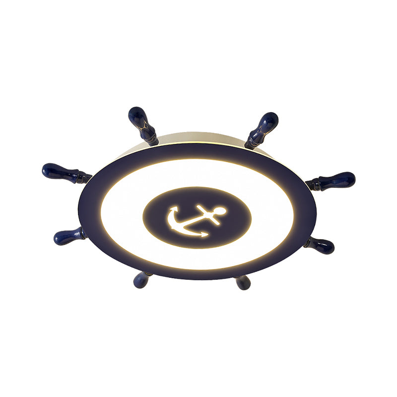 Contemporary Blue Led Flush Ceiling Light For Child’s Room - Resin Rudder Design