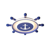 Blue Led Rudder Flush Mount Ceiling Light For Kids Room With Minimalist Metal Design
