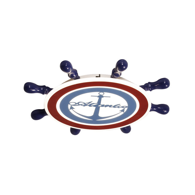 Cartoon Led Flush Mount Ceiling Light - Metallic Rudder Nursery Lighting Fixture