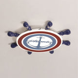 Cartoon Led Flush Mount Ceiling Light - Metallic Rudder Nursery Lighting Fixture