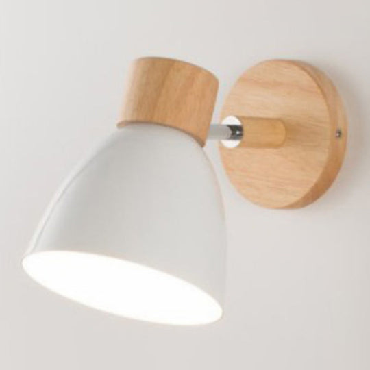 Nordic Style Dome Wall Mount Light - 1-Light Rotatable Bedside Lighting White