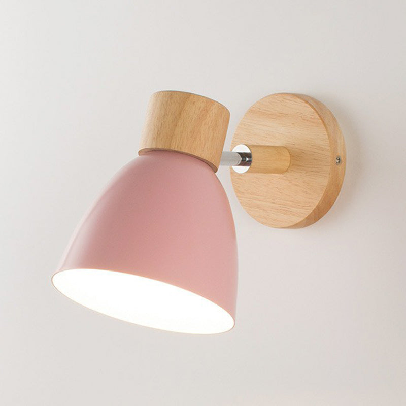 Nordic Style Dome Wall Mount Light - 1-Light Rotatable Bedside Lighting Pink