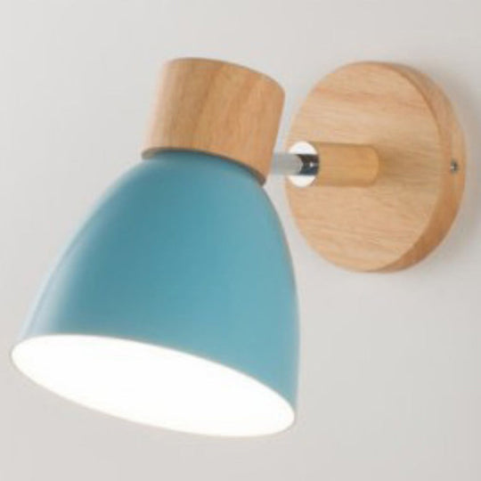 Nordic Style Dome Wall Mount Light - 1-Light Rotatable Bedside Lighting Blue