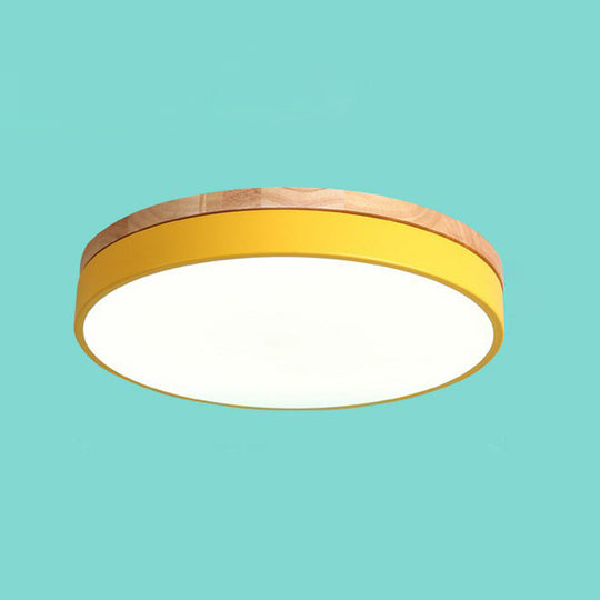 Sleek Led Circle Flush Mount Bedroom Lighting With Acrylic Shade Yellow / 12’
