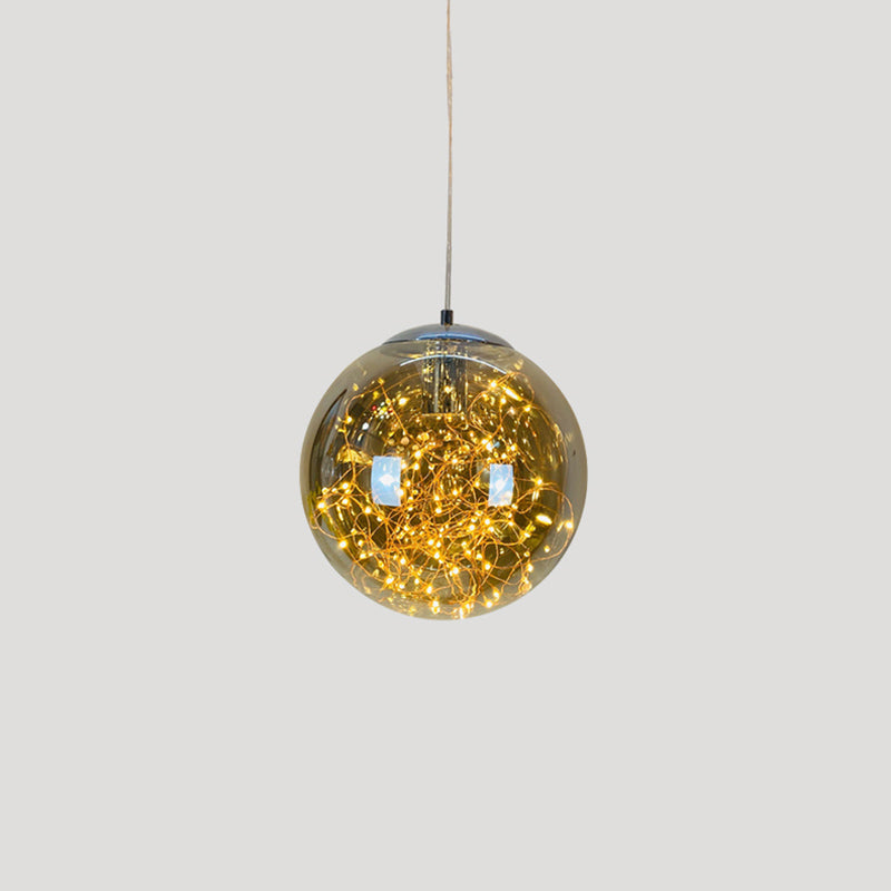 Sleek Geometric Led Pendant Light With Clear Glass Shade Ideal For Bedroom Ambiance And Starry