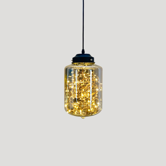 Sleek Geometric Led Pendant Light With Clear Glass Shade Ideal For Bedroom Ambiance And Starry