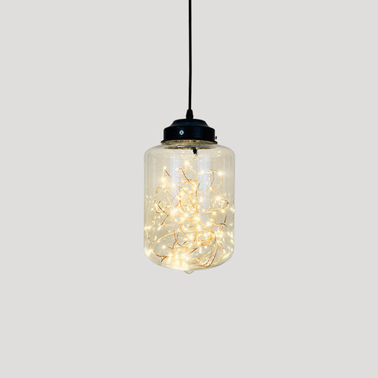 Sleek Geometric Led Pendant Light With Clear Glass Shade Ideal For Bedroom Ambiance And Starry