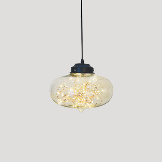 Sleek Geometric Led Pendant Light With Clear Glass Shade Ideal For Bedroom Ambiance And Starry