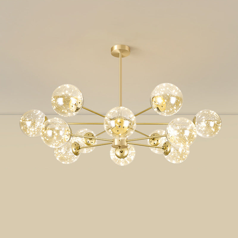 Modern Metallic Globe Led Chandelier Light In Gold