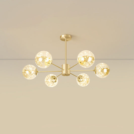 Modern Metallic Globe Led Chandelier Light In Gold 6 / Warm