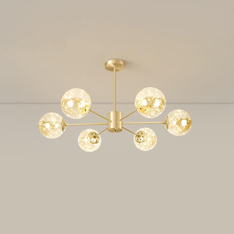 Modern Metallic Globe Led Chandelier Light In Gold