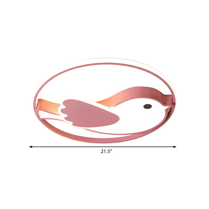 Cartoon Led Flush Mount Lamp: Pink Acrylic Shade Bedroom Lighting - 18/21.5 Diameter