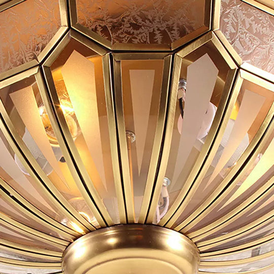 Classic Gold Bedroom Flush Mount Lamp With Frosted Glass Shade And Multiple Lights (18’/21’/23.5’)