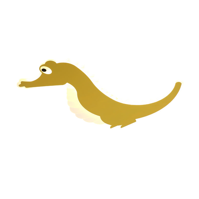 Stylish Sea Horse Led Ceiling Light In Orange/Green With Warm/White Glow