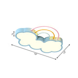Kids Led Flush Mount Lamp: Blue Cloud And Rainbow Lighting (Warm/White) 13’/19’ W
