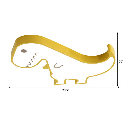 Led Dinosaur Acrylic Flush Mount Light - Cartoon Style Bedroom Ceiling Lighting Warm/White Glow