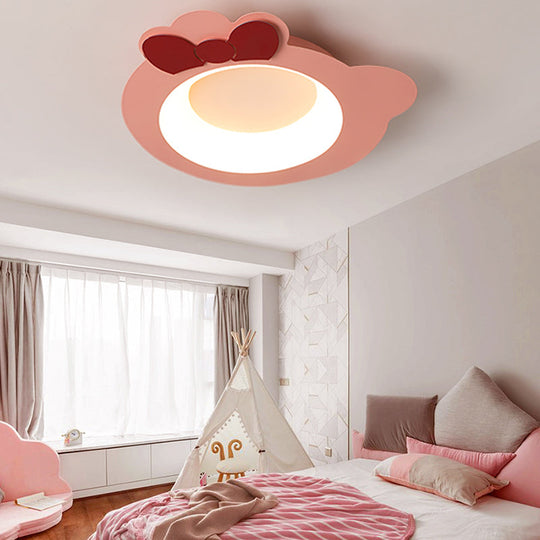 Modern Cartoon Flush Mount Led Pink Ceiling Lamp With Warm/White Light
