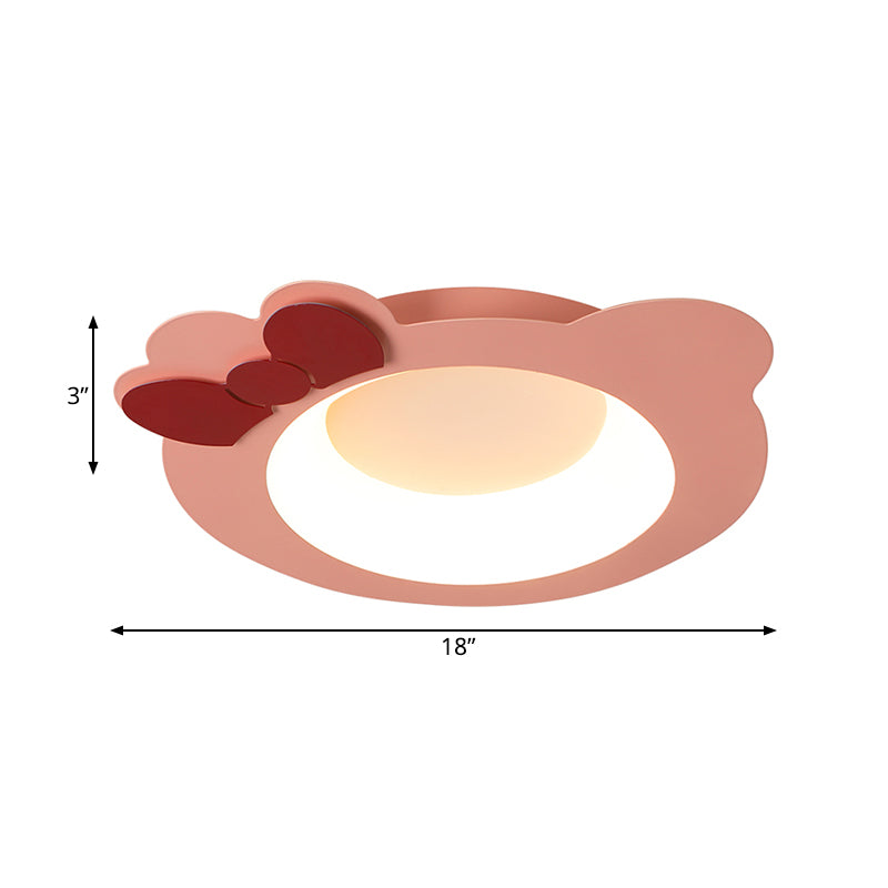 Modern Cartoon Flush Mount Led Pink Ceiling Lamp With Warm/White Light