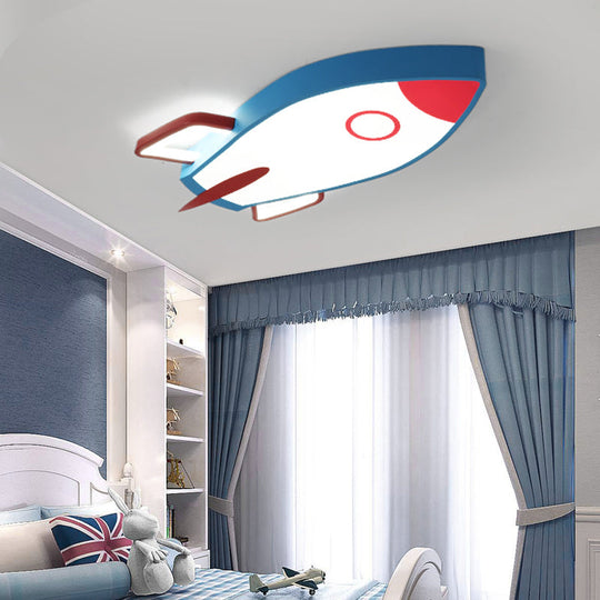 Cartoon Style Blue Led Ceiling Light With Flush Mount - Perfect For Bedroom And Warm/White Options /