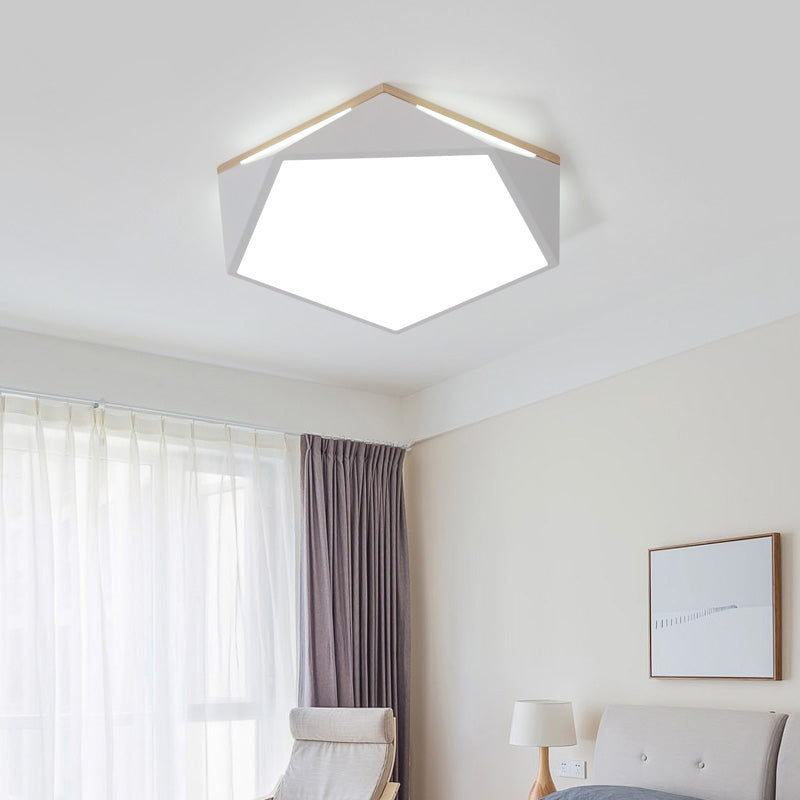 Pentagon Led Flush Mount Lamp In Acrylic White/Blue/Green - 12.5/16.5/20.5 Wide White / 12.5 Natural