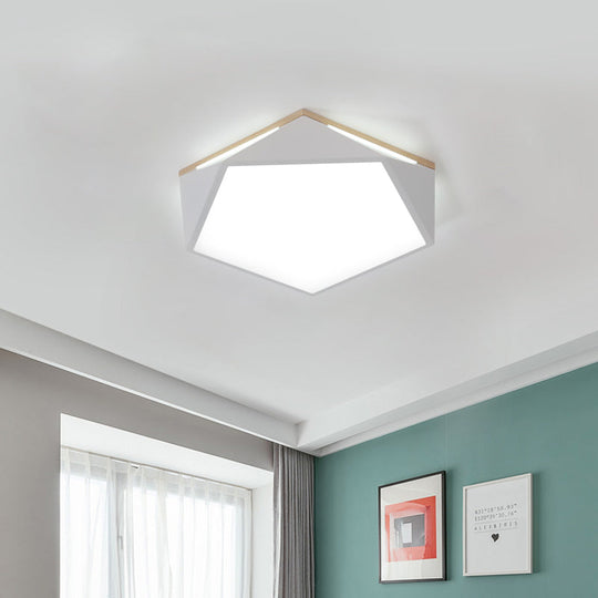 Pentagon Led Flush Mount Lamp In Acrylic White/Blue/Green - 12.5’/16.5’/20.5’ Wide