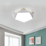 Pentagon Led Flush Mount Lamp In Acrylic White/Blue/Green - 12.5/16.5/20.5 Wide