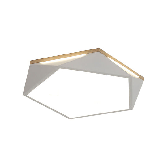 Pentagon Led Flush Mount Lamp In Acrylic White/Blue/Green - 12.5’/16.5’/20.5’ Wide